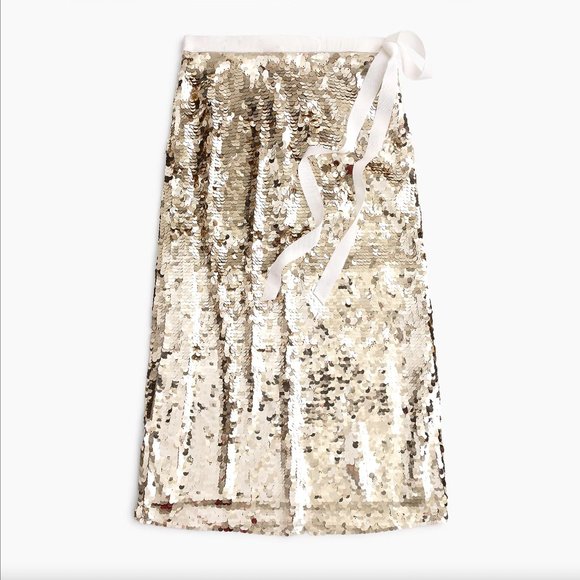 J. Crew Dresses & Skirts - 398. J. Crew Pallet Sequin Gold Midi Skirt With Tie Sz 16 $228